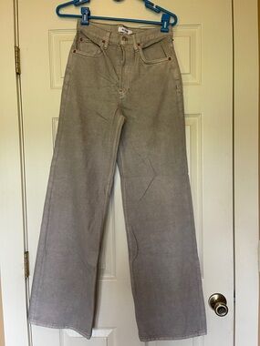 Re/Done Wide-Leg High-Rise Jeans in Light Gray